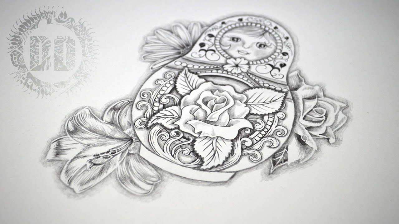 1280x720 russian doll tattoo design - Russian Doll Drawing