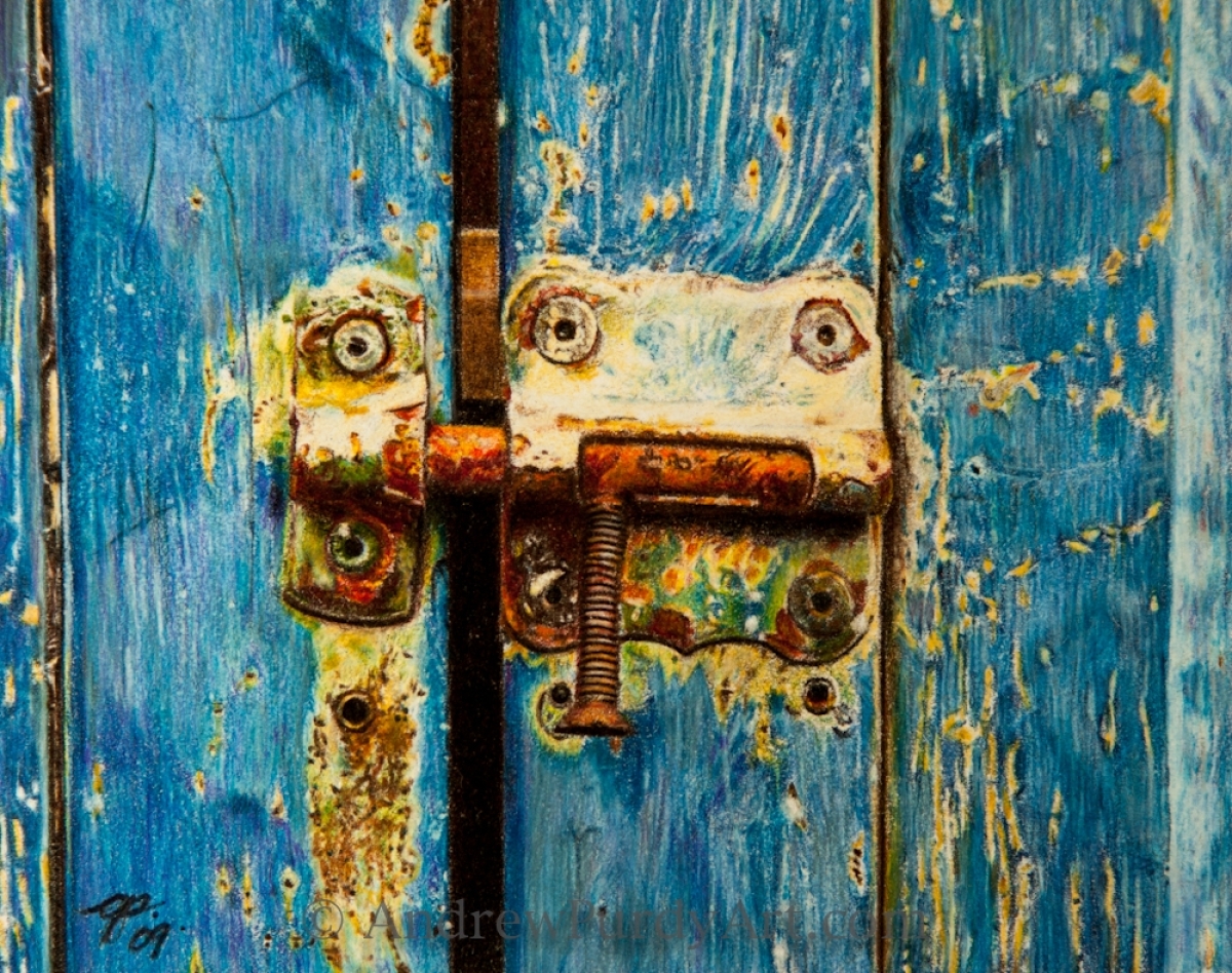 1200x948 Still Life Colored Pencil Drawings Rust Against Shades Of Blue - Rust Drawing