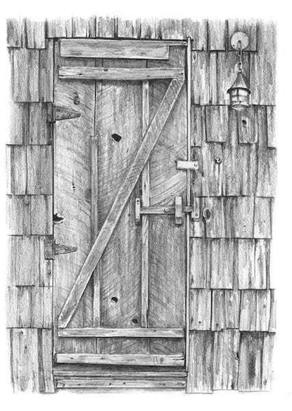 427x600 Rustic Door Cabin Art - Rustic Drawings