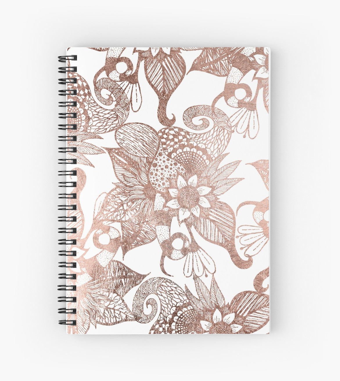 1171x1313 Vintage Faux Rose Gold Rustic Floral Drawings Spiral Notebooks - Rustic Drawings