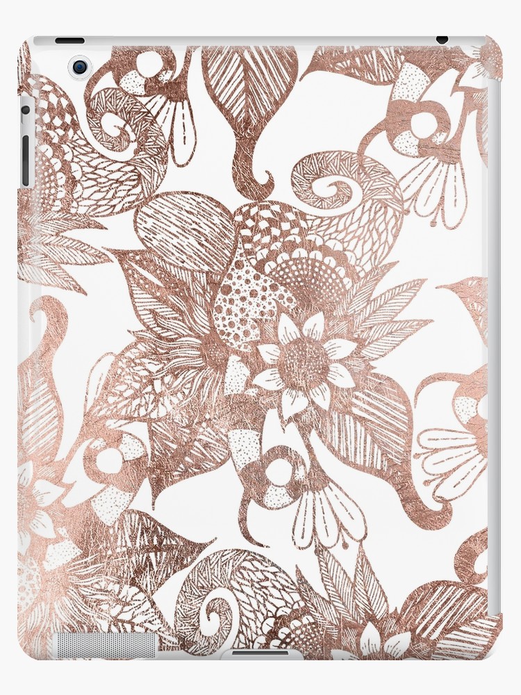 750x1000 Vintage Faux Rose Gold Rustic Floral Drawings Ipad Cases Skins - Rustic Drawings