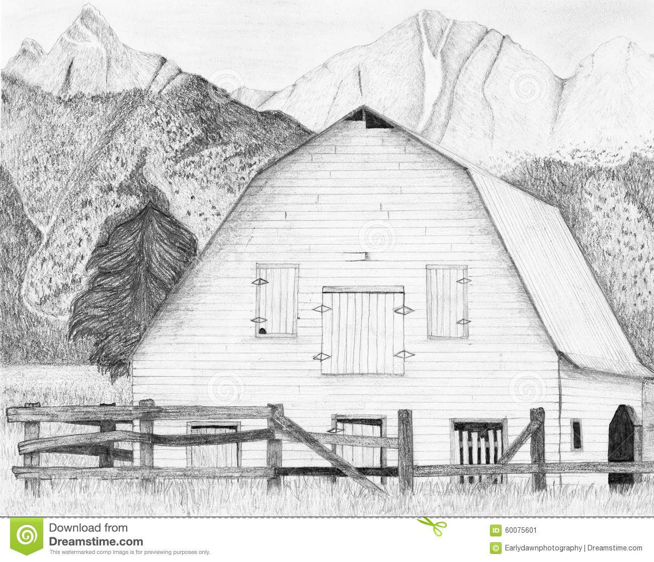 1300x1116 Drawing Sketch Of Rustic Wooden Alphabet And Old Weather Barns - Rustic Drawings
