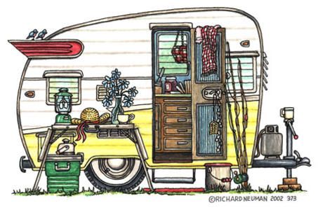 453x300 free vintage camper clip art travel trailer art gifts - Rv Drawing