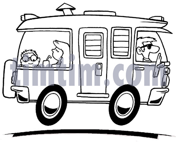 580x468 free drawing of a camper rv bw from the category cars trucks buses - Rv Drawing