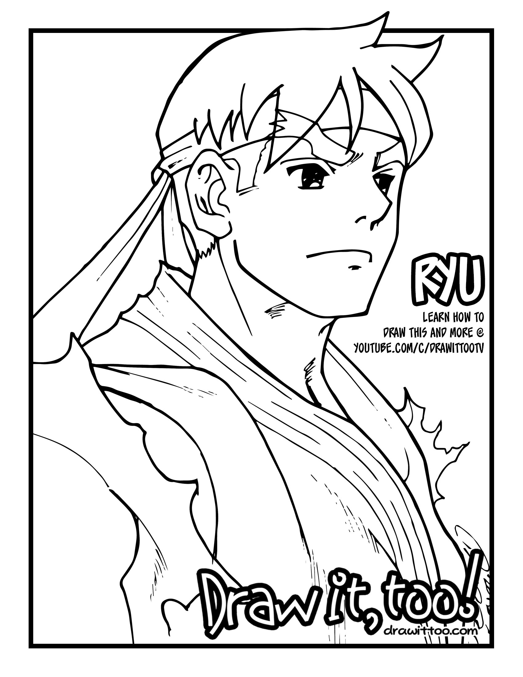 1700x2200 Hadouken! It's Ryu! Draw It, Too! - Ryu Drawing