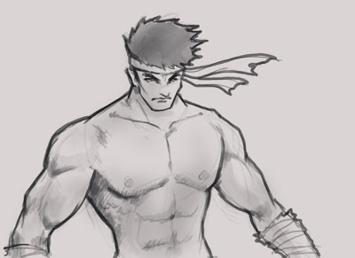 400x291 how to draw street fighter character, ryu man character sketch - Ryu Drawing