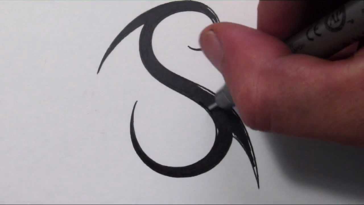 1280x720 How To Draw A Simple Tribal Letter S - S Drawing