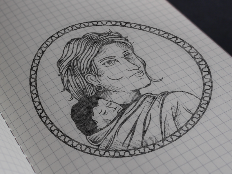 800x600 Badge Design Sacagawea - Sacagawea Drawing