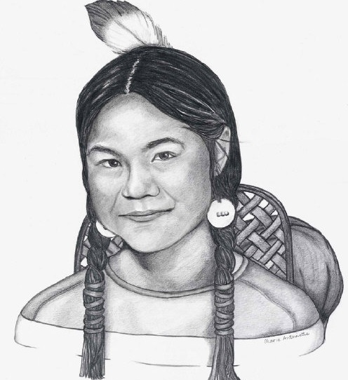 496x542 Early Life Sacagawea - Sacagawea Drawing