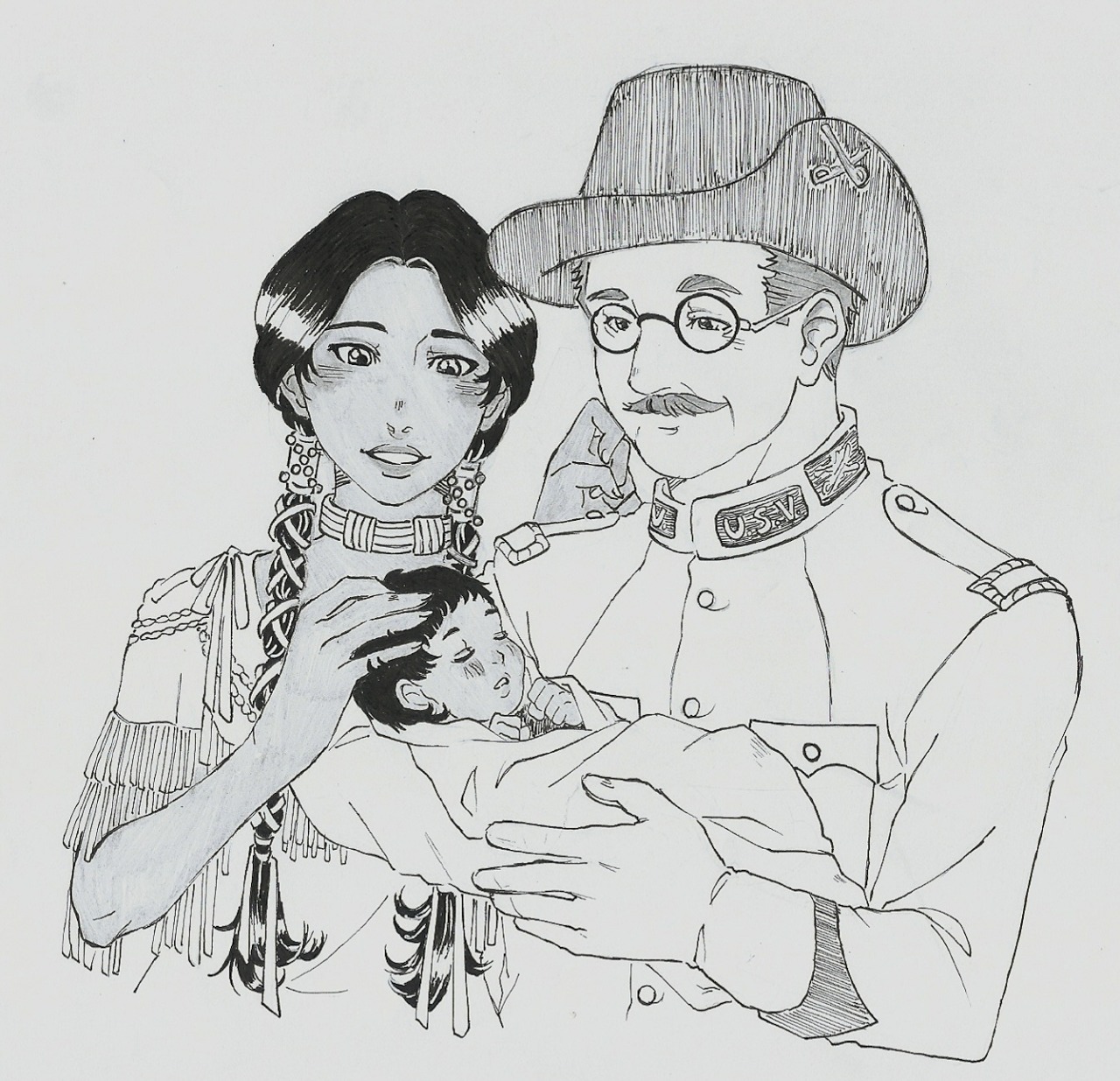 1280x1235 friendly observant night - Sacagawea Drawing