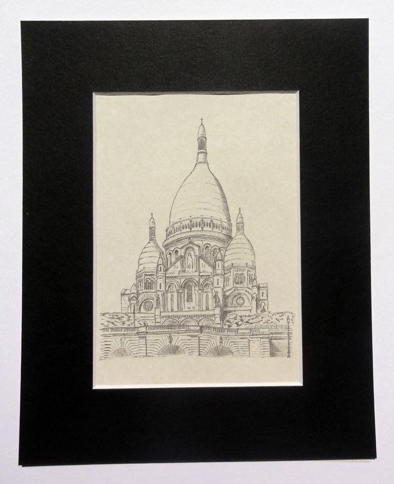 794x974 sacre coeur pencil drawing etsy - Sacre Coeur Drawing