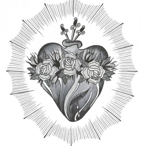 578x600 sacred heart drawing - Sacred Heart Drawing
