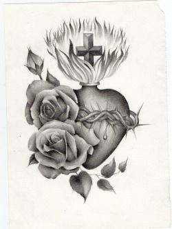 250x332 realistic sacred heart drawing - Sacred Heart Drawing