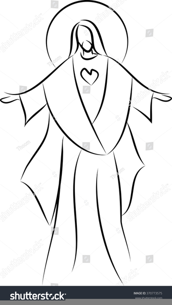 340x600 sacred heart jesus clipart free images - Sacred Heart Of Jesus Drawing