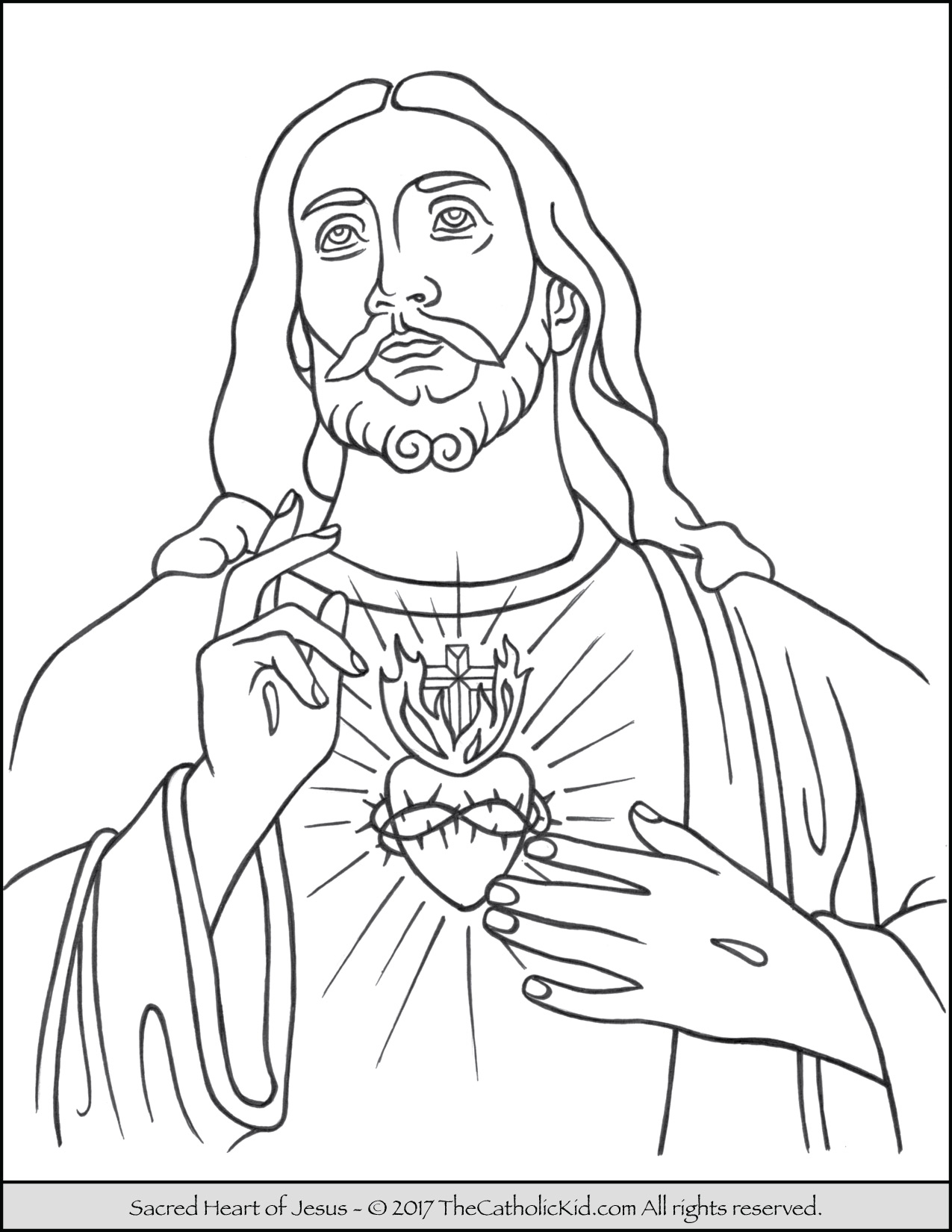 1275x1650 sacred heart of jesus coloring page - Sacred Heart Of Jesus Drawing
