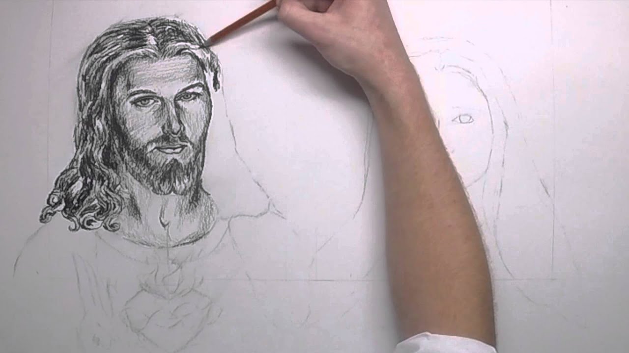 1280x720 speed drawing of the most sacred heart of jesus and the imaculate - Sacred Heart Of Jesus Drawing