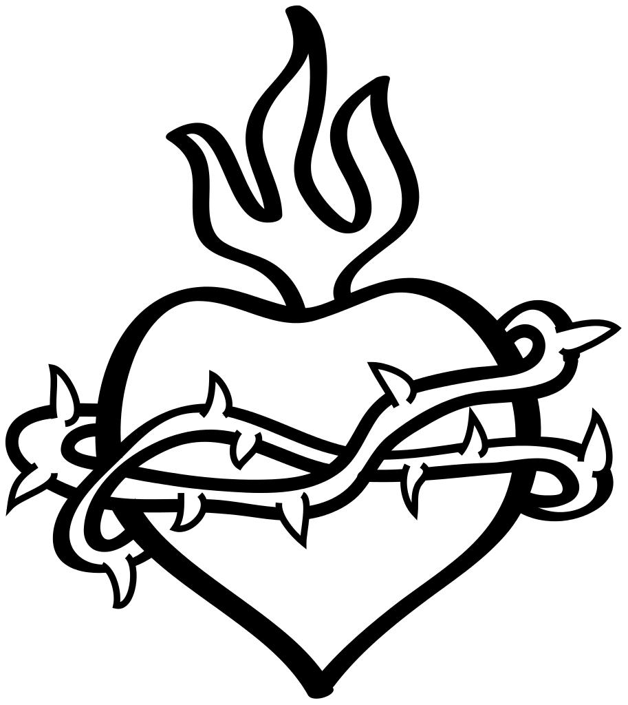 913x1024 Filesacredheart - Sacred Heart Of Jesus Drawing