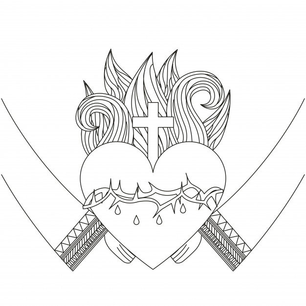 626x626 hands with sacred heart of jesus icon vector premium download - Sacred Heart Of Jesus Drawing