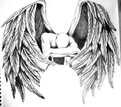400x354 Photo Montage Sad Man Angel - Sad Angel Drawing