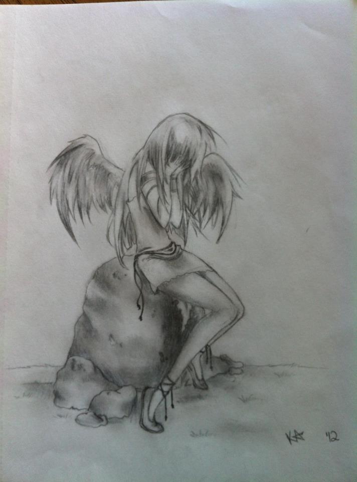 712x960 Sad Angel Drawing - Sad Angel Drawing