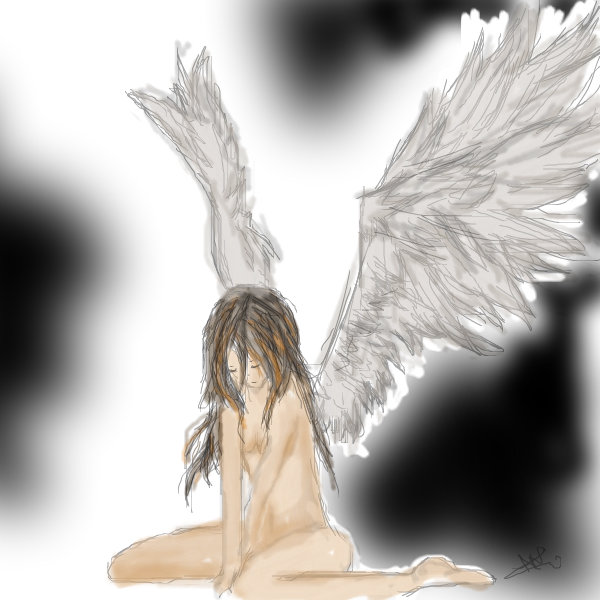 600x600 sad angel a science fiction speedpaint drawing - Sad Angel Drawing