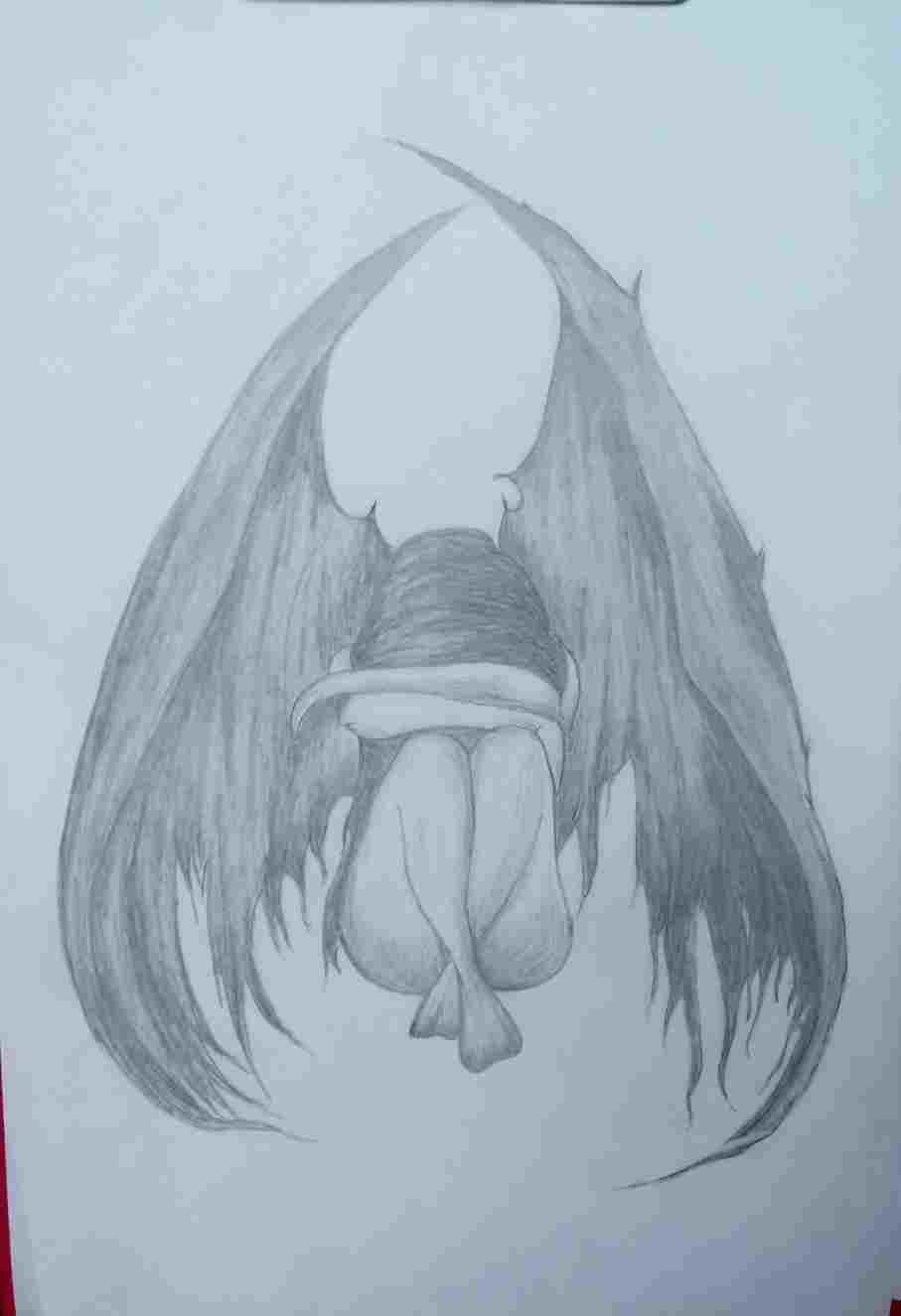 907x1326 Crying Body Drawing Anime Sad Angel Girl S - Sad Angel Drawing