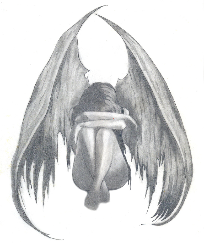 854x1024 Sad Drawing - Sad Angel Drawing