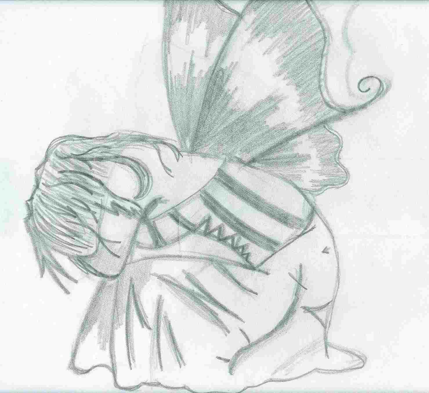 1479x1356 Crying Wallpapaer Drawing - Sad Anime Girl Drawing