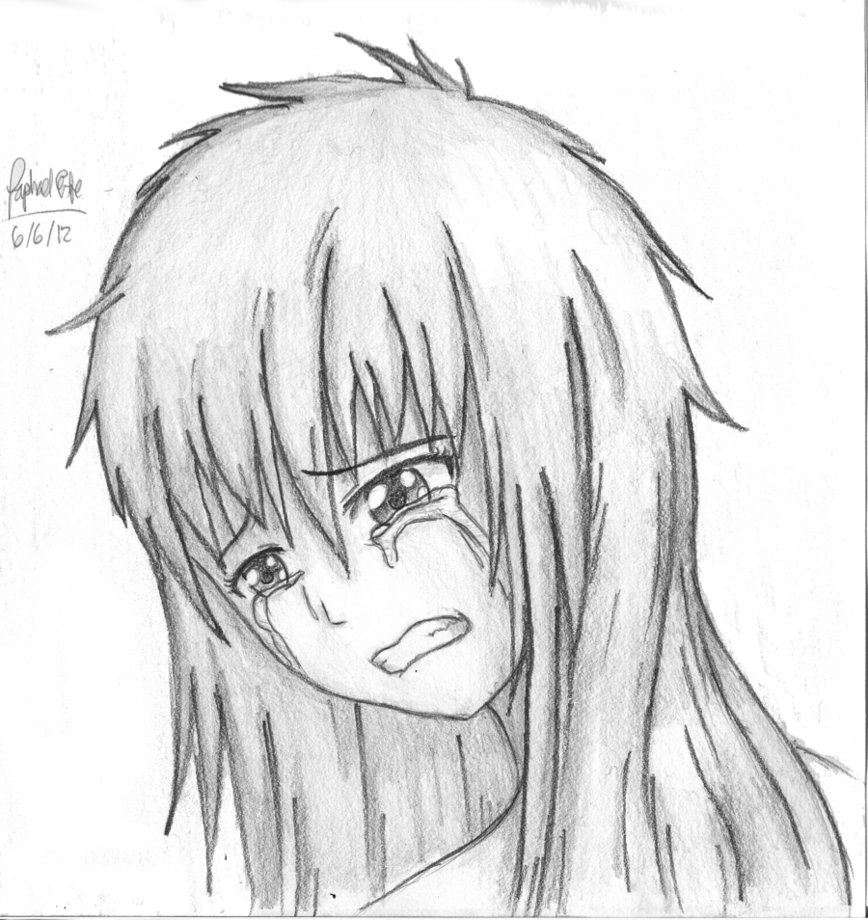 868x920 Sad Anime Girl Crying Best Art Drawing Skill - Sad Anime Girl Drawing