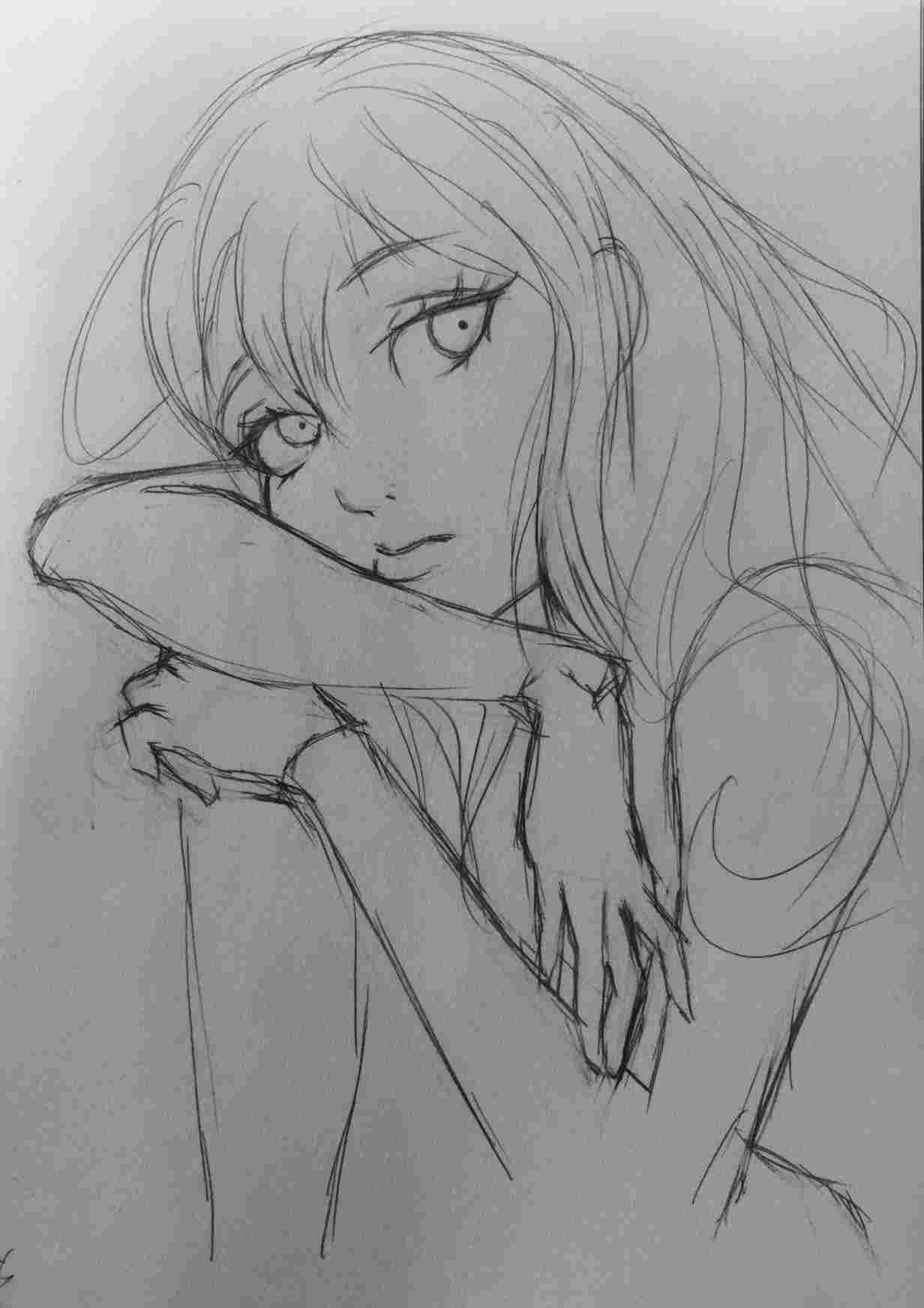 Sad Anime Girl Drawing Easy