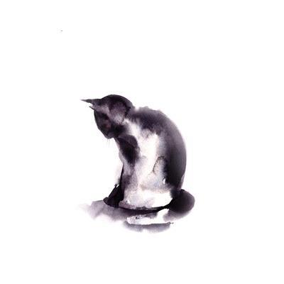 400x400 Sad Cat Art Print - Sad Cat Drawing