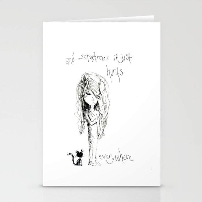 700x700 Sad Cat Girl Stationery Cards - Sad Cat Drawing