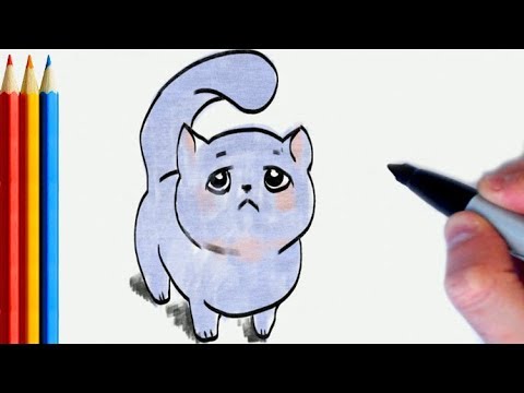 480x360 How To Draw Sad 'blue' Cat Kitten Step - Sad Cat Drawing