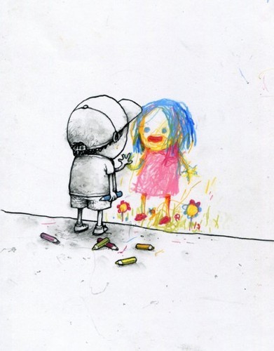 391x500 Sad Kid Picture On Visualizeus On We Heart It - Sad Child Drawing