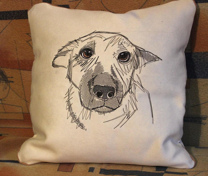 690x585 Sad Dog Sketch Embroidered Coloring - Sad Dog Drawing