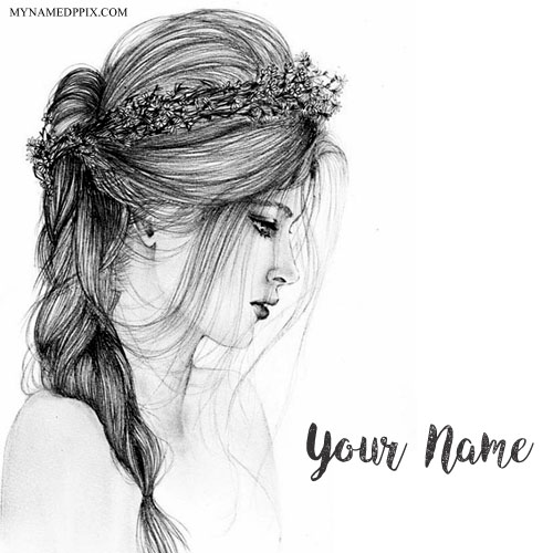 500x500 Print Name On Sad Drawing Girl Image - Sad Drawing Images