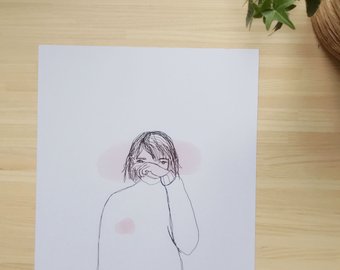 340x270 Sad Girl Drawing Etsy - Sad Drawing Images