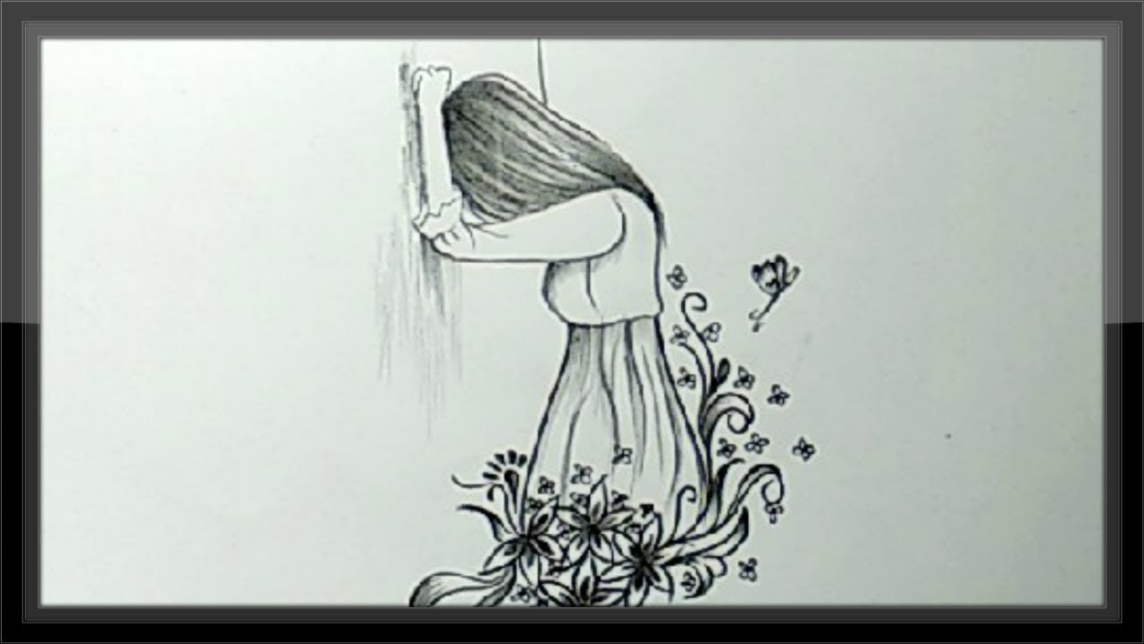 1280x720 Cool Pencil Drawing A Beautiful Sad Girl Picture Easy - Sad Drawin...