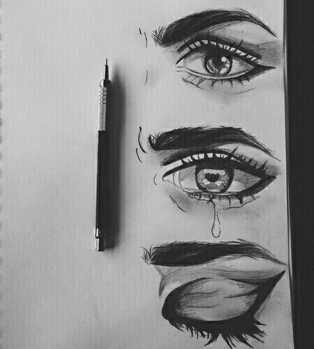 450x500 Happy Face With Sad Eyes On We Heart It - Sad Eyes Drawing