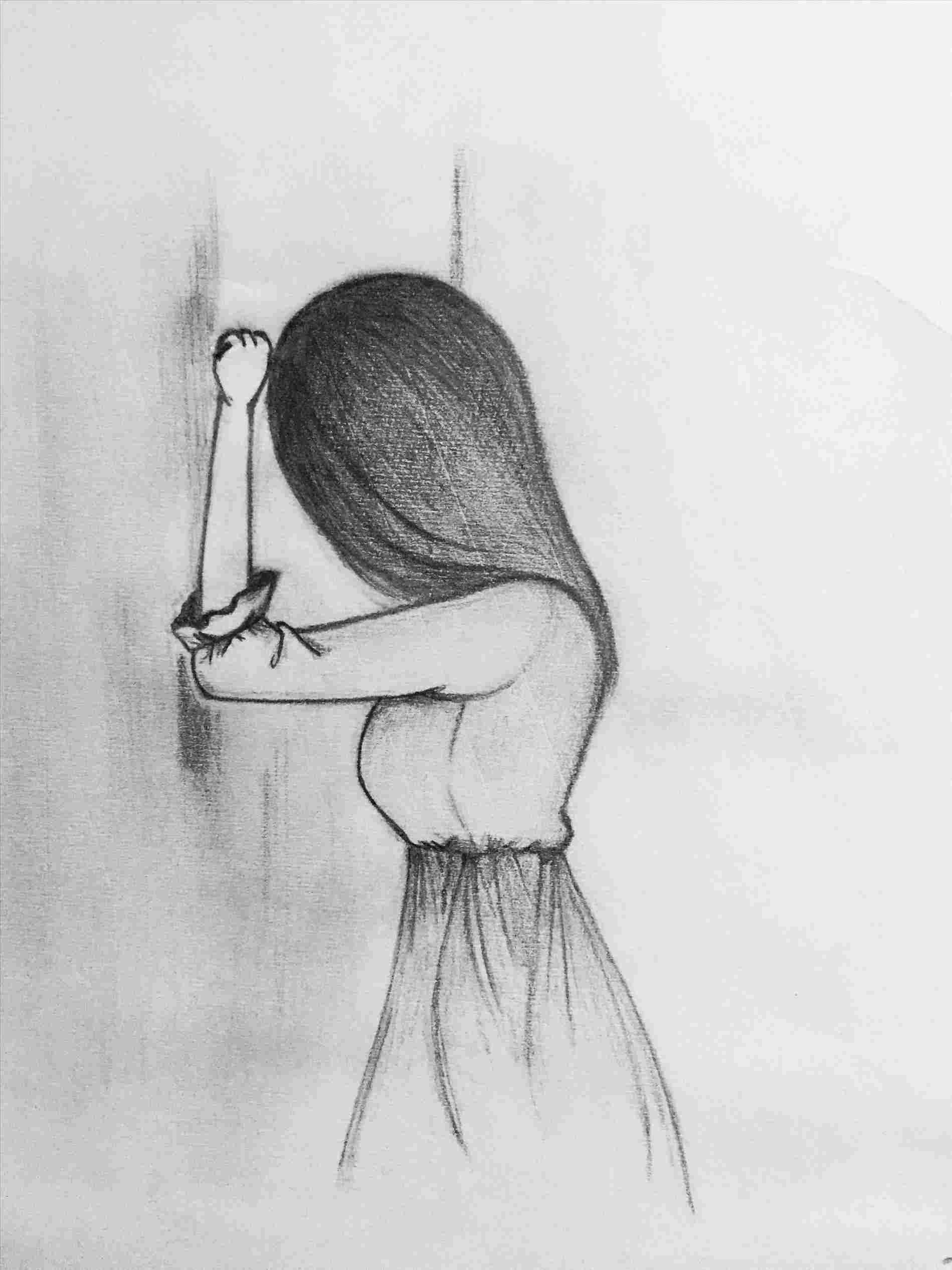 1899x2533 Sketch Sad Girl Crying Drawing - Sad Girl Drawing