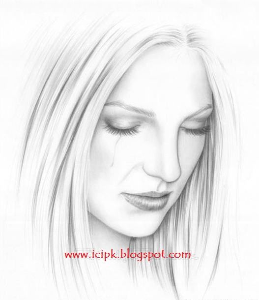 527x610 Stuff To Try Beautiful Pencil Sketches - Sad Girl Face Drawing