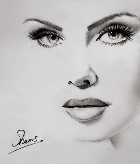 459x540 Charlize Theron - Sad Girl Face Drawing