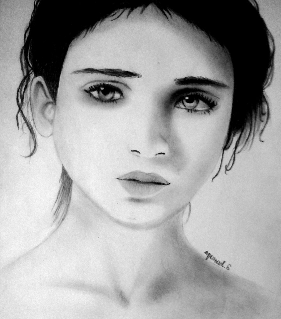 900x1021 Drawing Girl Face Sad - Sad Girl Face Drawing