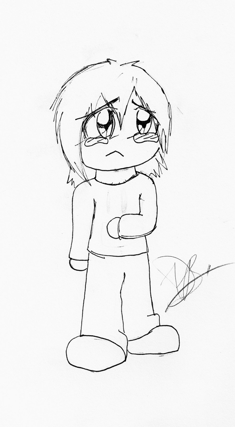 900x1633 Gallery How To Draw Sad Drawings - Sad Guy Drawing