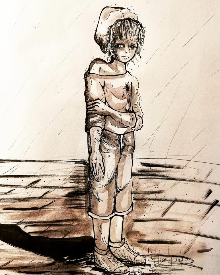 768x960 sad little boy - Sad Little Boy Drawing