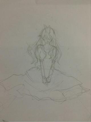 Sad Little Girl Drawing