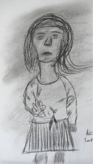 375x655 little girl drawing - Sad Little Girl Drawing