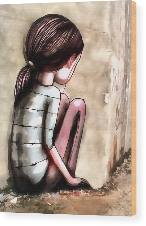 472x732 sad little girl wood print - Sad Little Girl Drawing