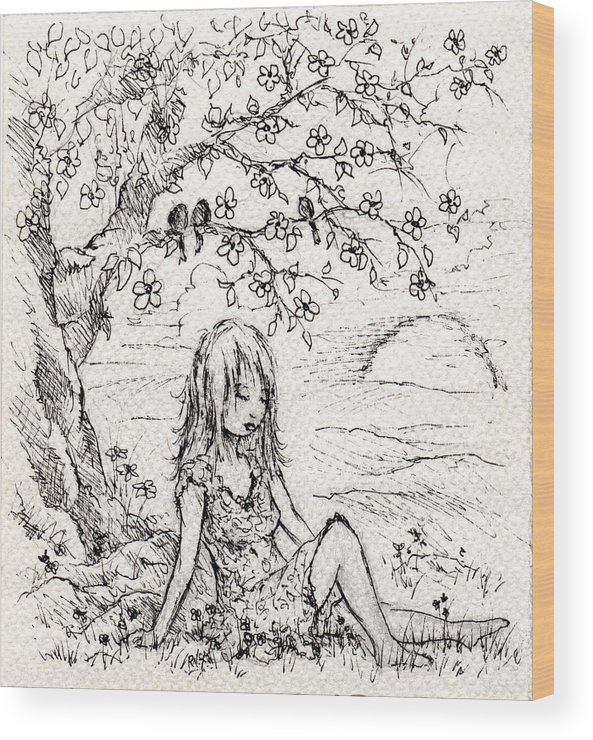 593x740 sad little girl wood print - Sad Little Girl Drawing