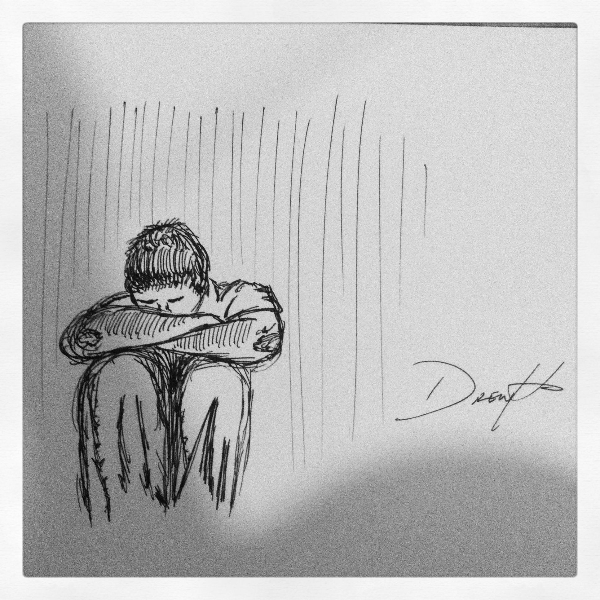 1936x1936 ink pen sketch lonely man light into my soul in man - Sad Man Drawing